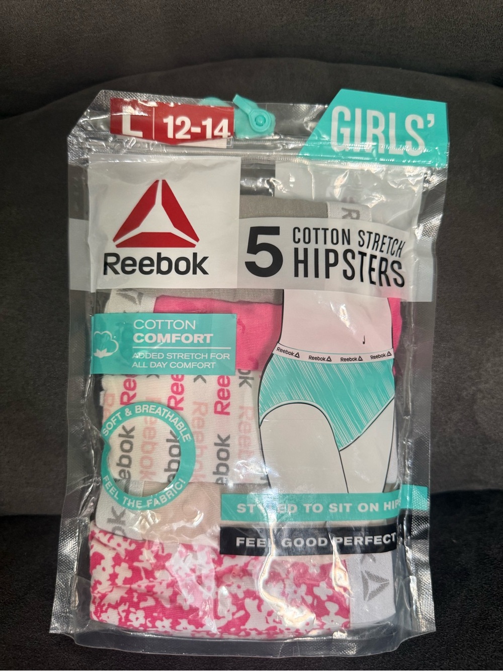 Reebok Girls' Hipster Underwear Pack - Pink, Teal, White